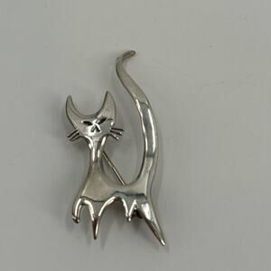 Rasmussen And Lassen Denmark Silver mid-century modern cat brooch